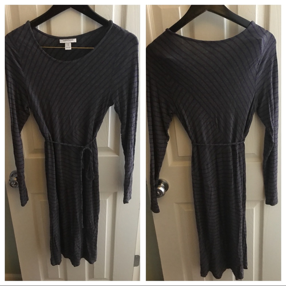 Motherhood Maternity Gray + Purple Striped Dress